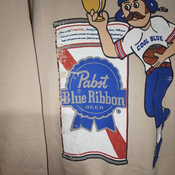 Pabst blue ribbon beer football men's medium sweatshirt-Faded - Picture 4 of 7